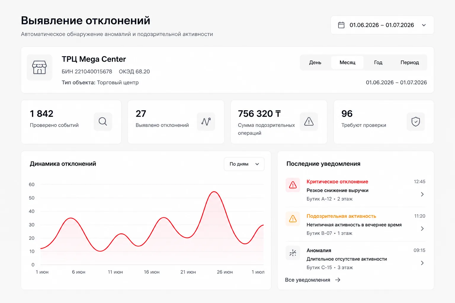 Выявление отклонений